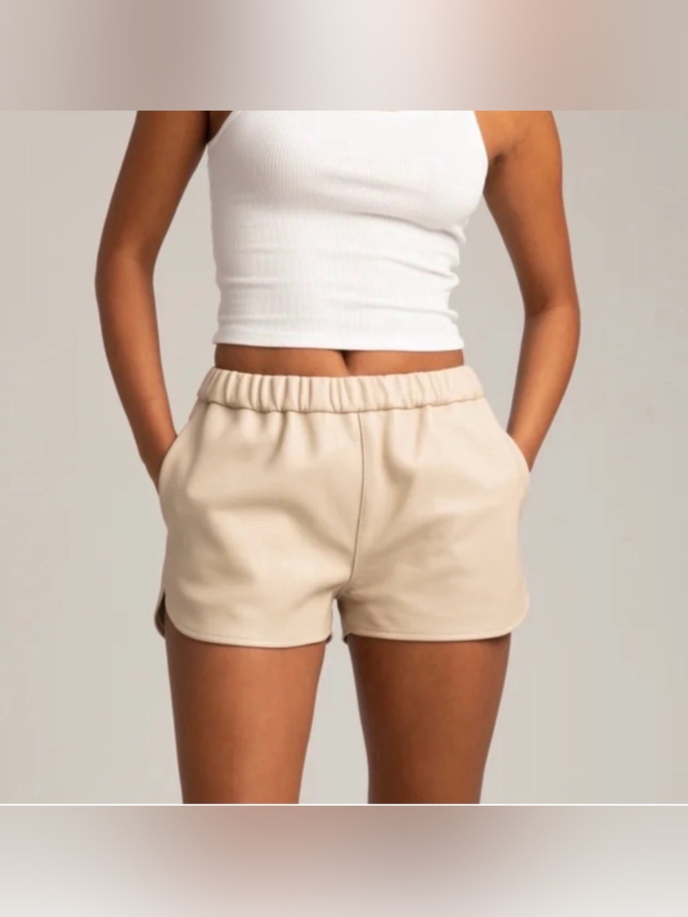 SPRWMN Medium Cream Leather Slip Shorts Orig $595 Exc Cond